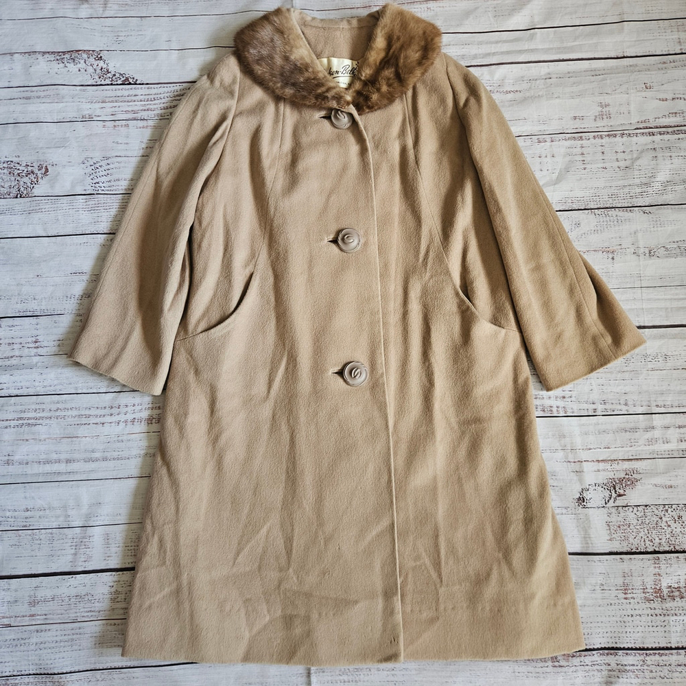 Vintage Hudson Belk ILGWU Lady Gambrell Fur Collar Long Coat